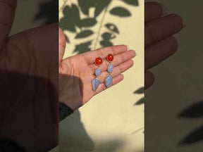 Anomalous 3 Stone Chalcedony & Carnelian Silver 925 Earrings