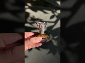 Tiger eye silver candle stand