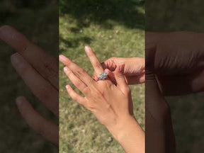 Oval Faceted Aquamarine Three Line 925 Silver Ring