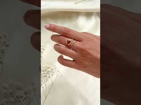 Citrine Crown Gold Plated Silver 925 Double Band Ring Stack