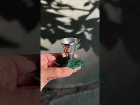 Green Jade silver candle stand