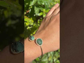 Shashi Emerald Cuff 18k Gold Plated Silver 925 Bracelet