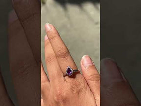 Canberra Gemstone with Diamond Silver 925 Ring