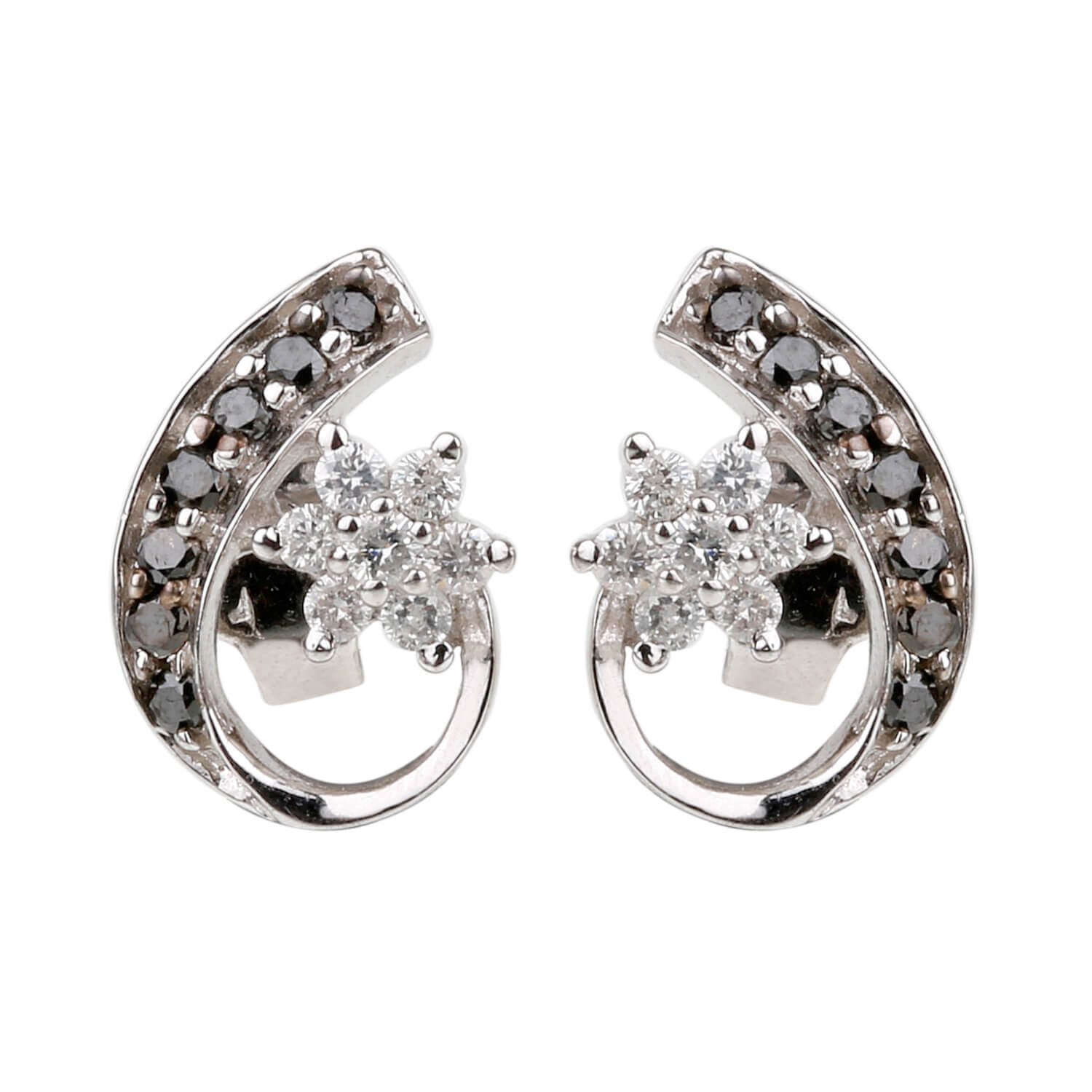 Coma Silver 925 Diamond Stud Earrings