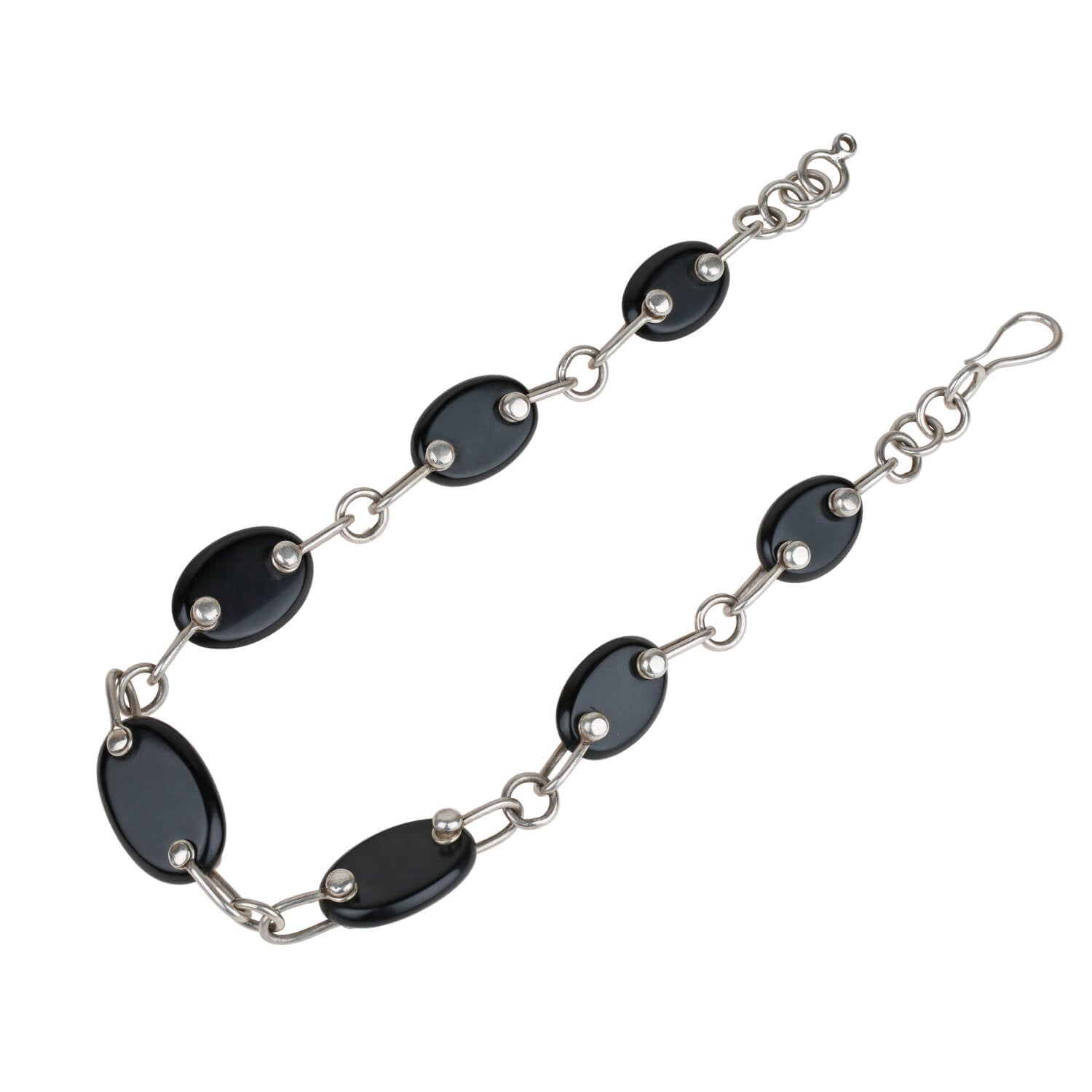 Black stone silver necklace, Onyx pendant silver jewelry