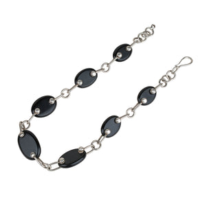 Black stone silver necklace, Onyx pendant silver jewelry