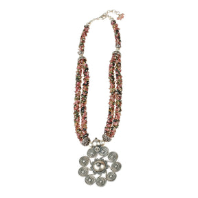 Neira Tourmaline Beads Silver 925 Pendant Necklace