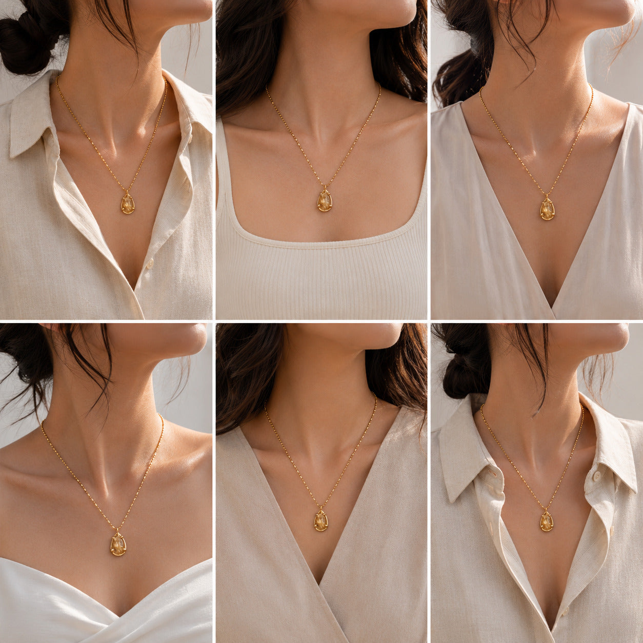 Gilded Rutile 18k Gold Plated Silver 925 Pendant