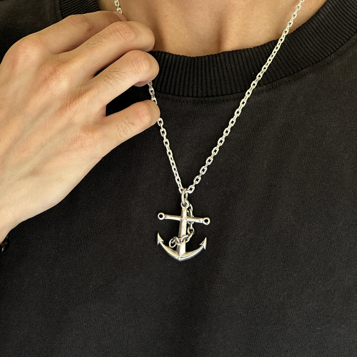 silver pendant for men anchor design 925 sterling silver