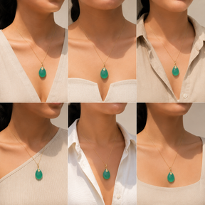 Rhay Green Onyx 18K Gold Plated Silver 925 Pendant