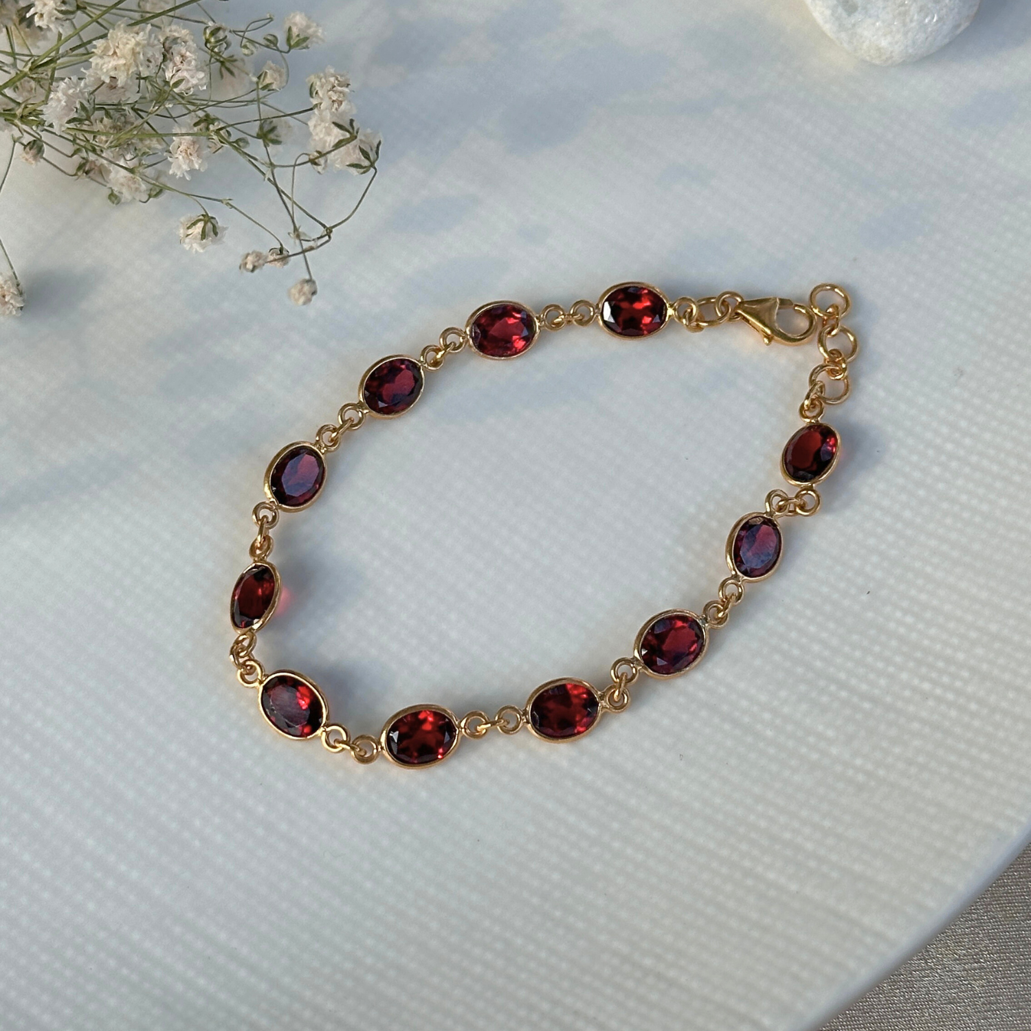 Bracelet, Garnet Bracelet, Silver 925 Bracelet, Gemstone Bracelet, Red garnet 925 sterling silver bracelet,  Natural garnet gemstone silver bracelet