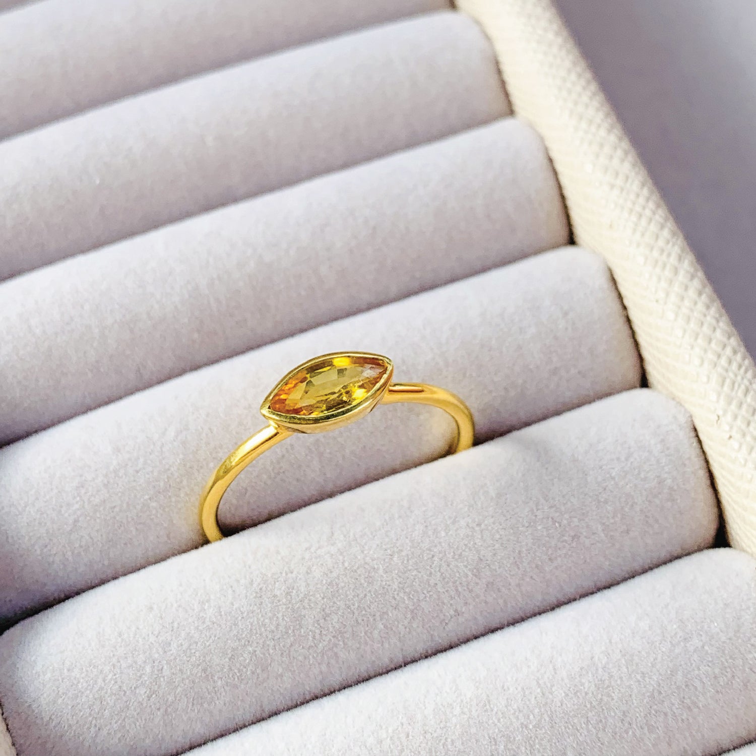 yellow sapphire ring gold plated marquise dainty band