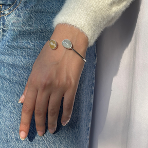 yellow sapphire and white sapphire bracelet, silver bracelet, minimal jewelry