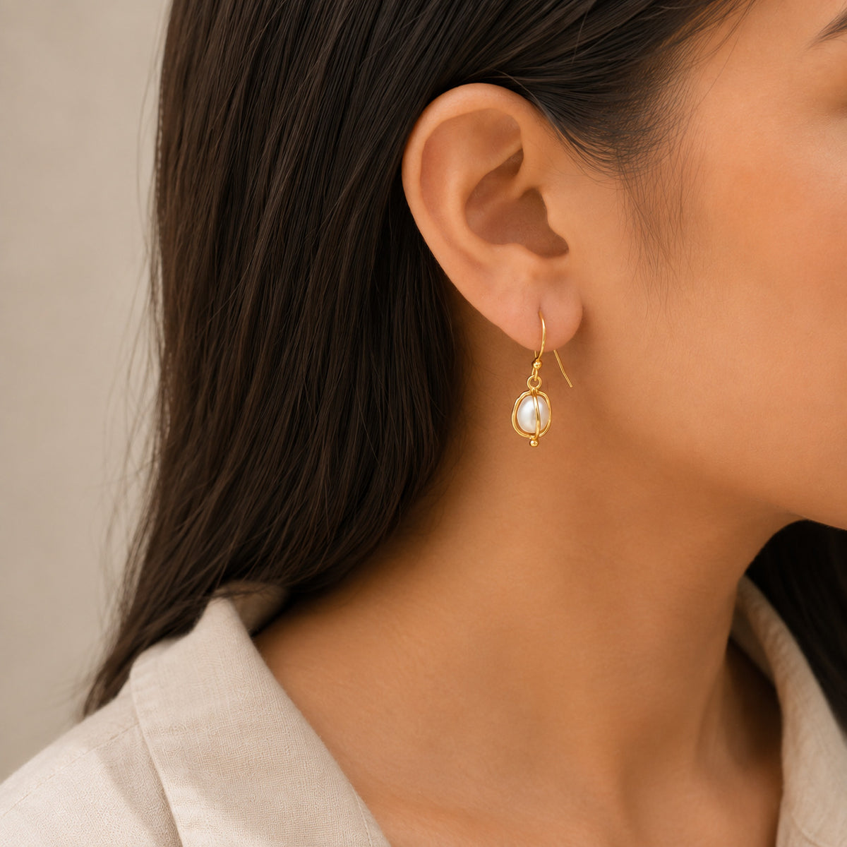 Yera Pearl 18k Gold Plated Silver 925 Earrings