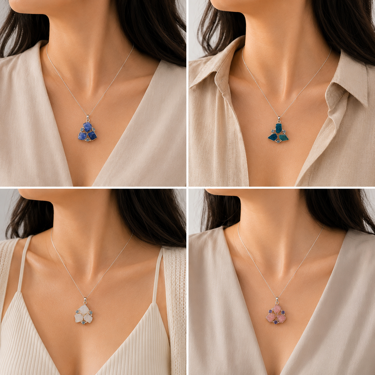 Zel Multi Stone Silver 925 Pendant