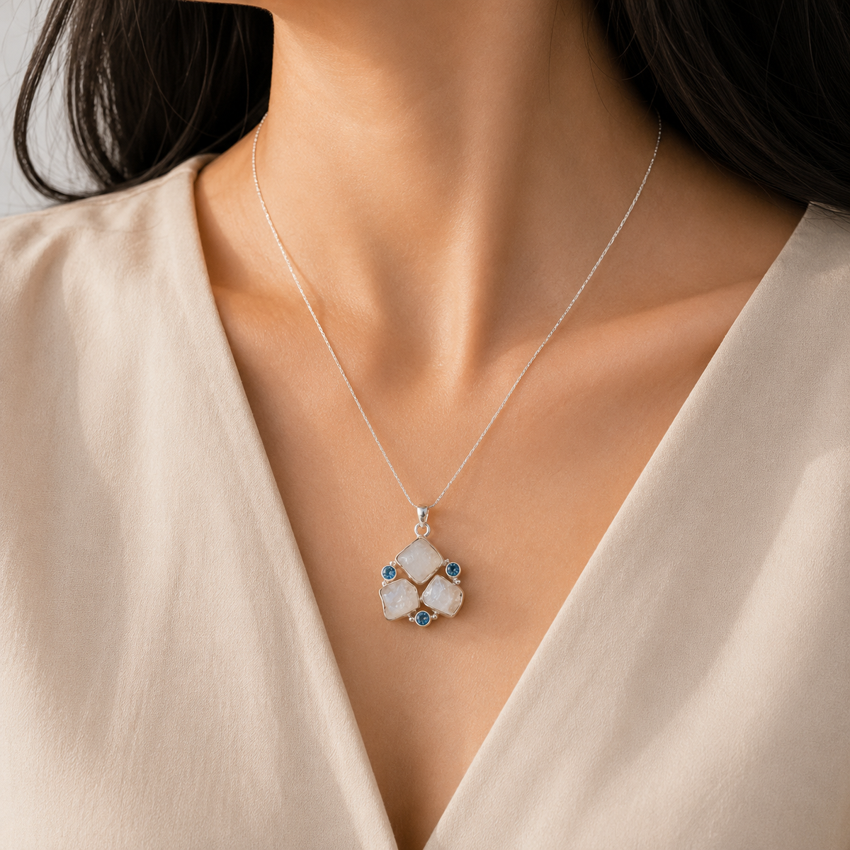 Zel Multi Stone Silver 925 Pendant