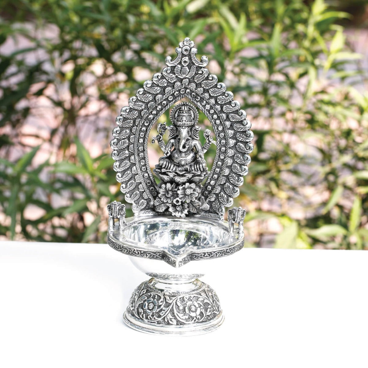 Lord Ganesha Sterling Silver Lamp