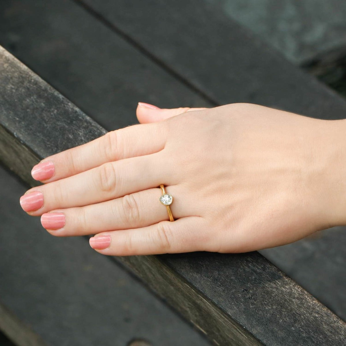 Beauteous gold plated diamond ring