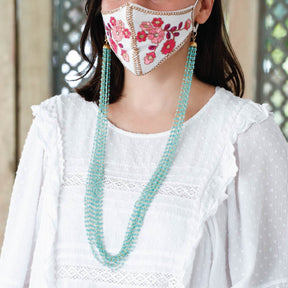 Amazonite beads mask & glass chain
