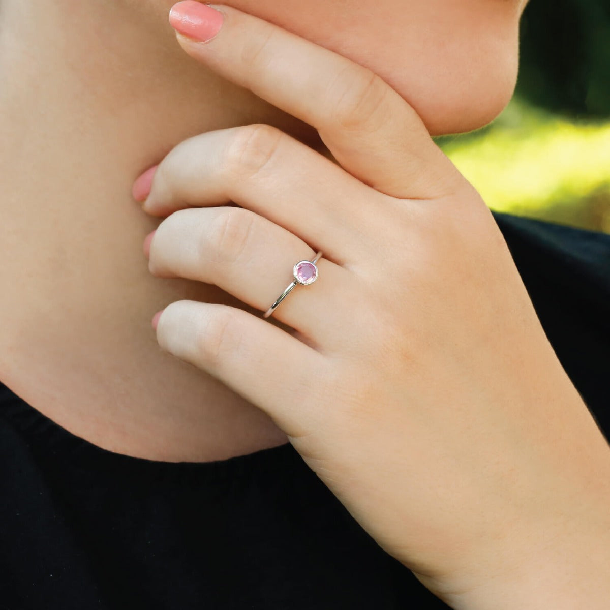 Pink Sapphire silver ring