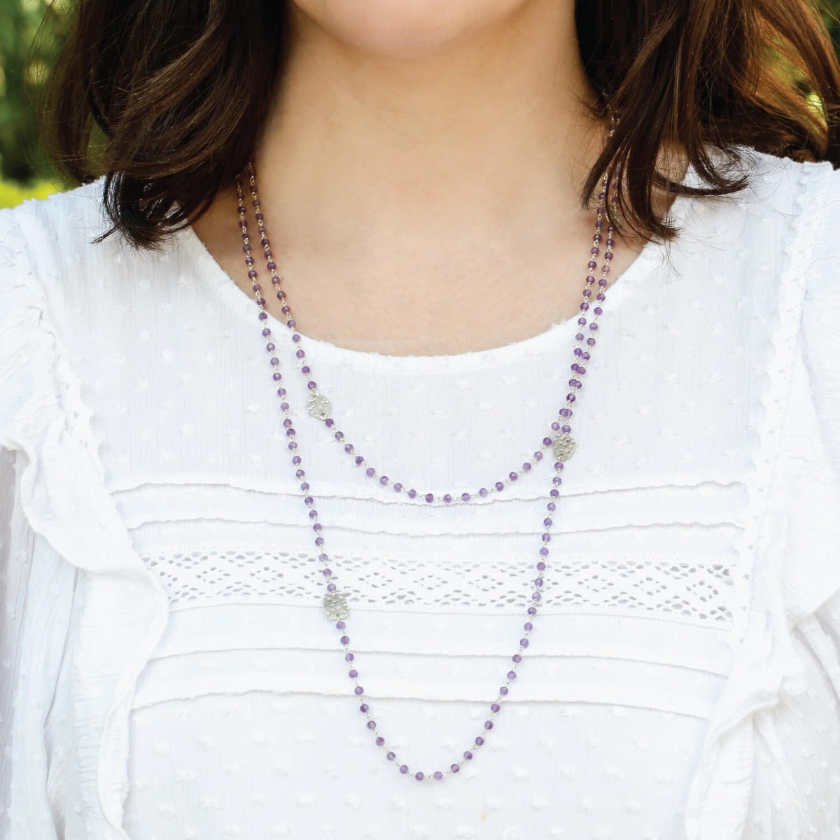 Amethyst beads silver 925 necklace