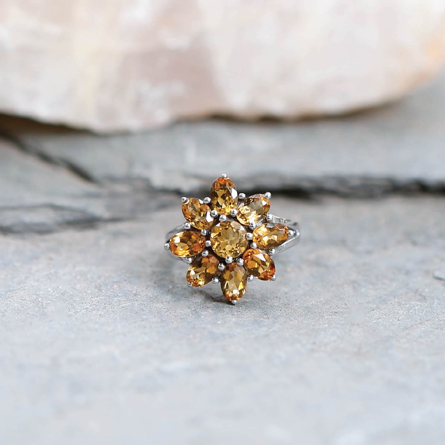 Luxe Citrine 925 silver ring