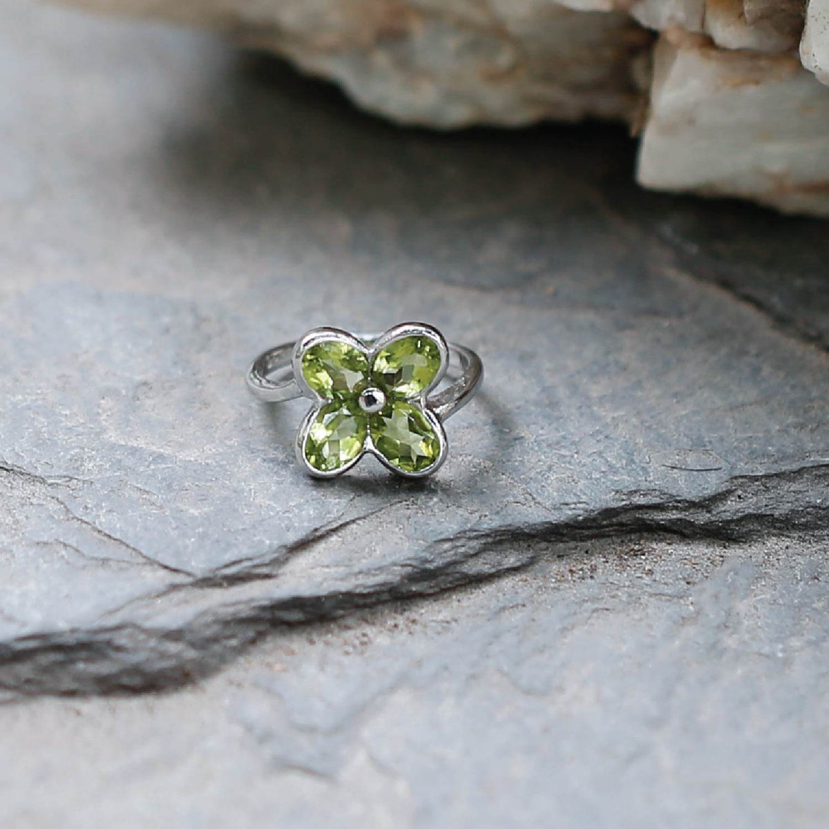 Ame Garnet, Blue Topaz, Peridot & Citrine Gemstone Silver 925 Ring