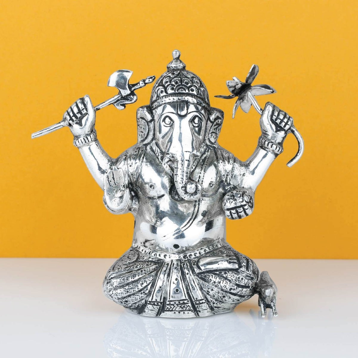 silver Ganesha, Ganesha murti, Ganesha sculpture, Sterling silver Ganesha, Ganesha sculpture Cute Ganesha 