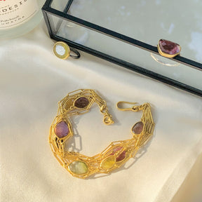 Titan 18K Gold Plated Silver 925 Tourmaline Layered Bracelet