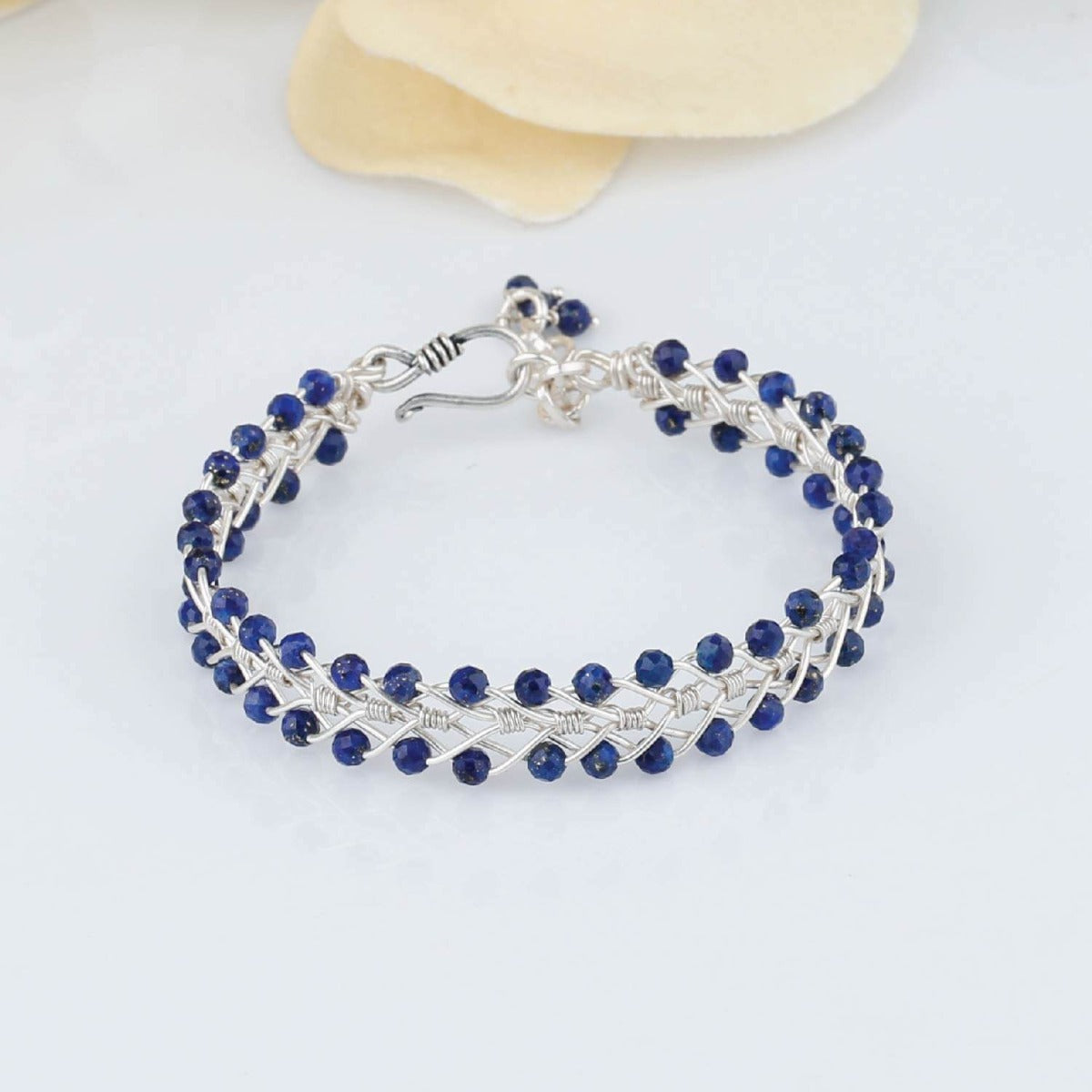 Lapis beads sterling silver bracelet