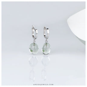  silver green amethyst earrings