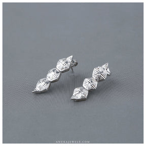  diamond silver earrings