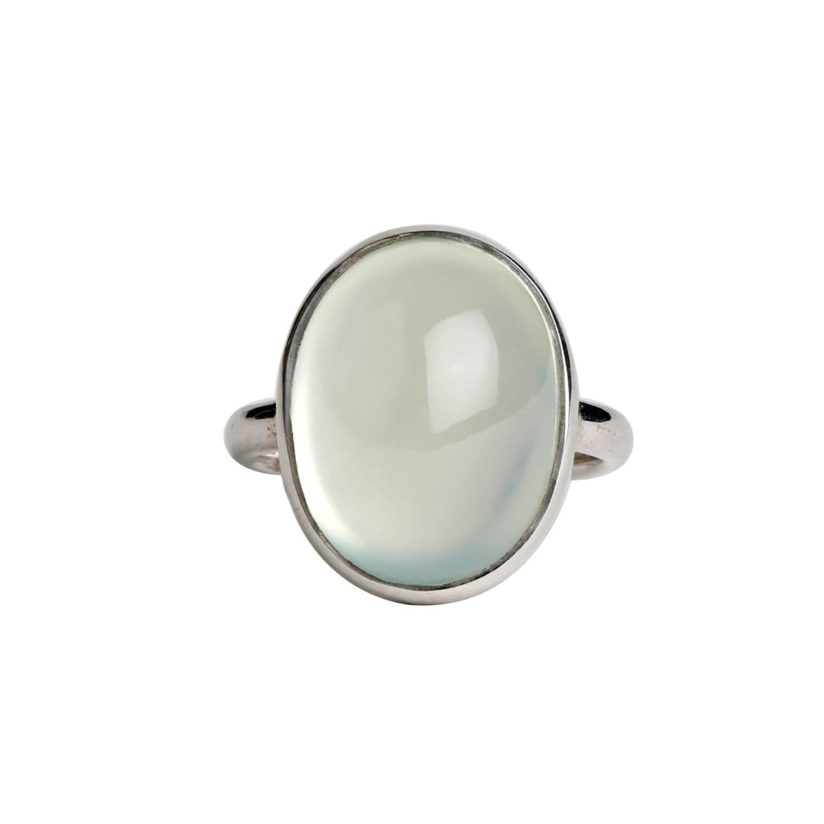 Mesmeric prehnite silver ring