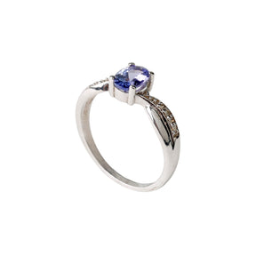 Charming Tanzanite and Diamond Silver 925 Ring