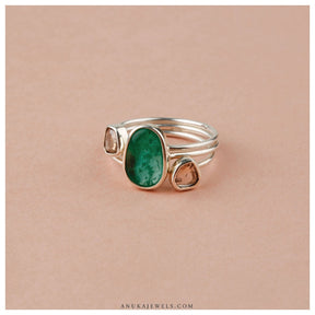  silver green ring