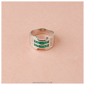  silver green ring