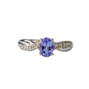 Sublime Tanzanite and Diamond 925 Silver ring