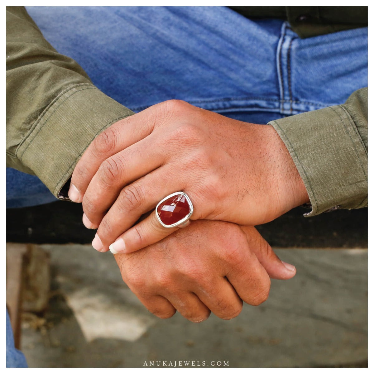 Rectangle shape ring, carnelian ring, sterling silver ring, gemstone ring, shiny ring, orange ring, red ring 