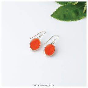 orange silver earrings