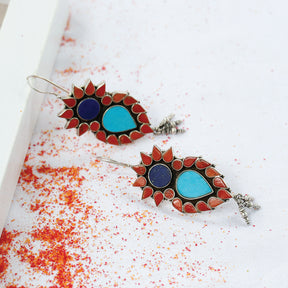 Lucy coral lapis turquoise earrings