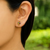 silver earrings, sterling silver earrings, tourmaline earrings, buy tourmaline jewelry, multi color earrings, gemstone , flower earrings, tourmaline studs, sterling silver studs
4 Stone Tourmaline Silver 925 Studs
