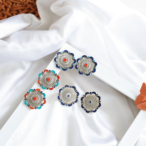 Zari flower studs earrings