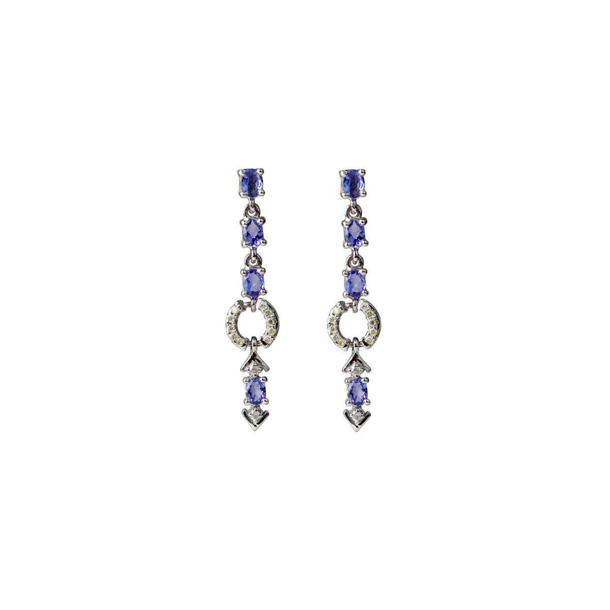 Erratic Tanzanite and Diamond Silver 925 Earrings
