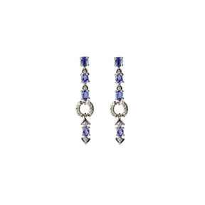 Erratic Tanzanite and Diamond Silver 925 Earrings