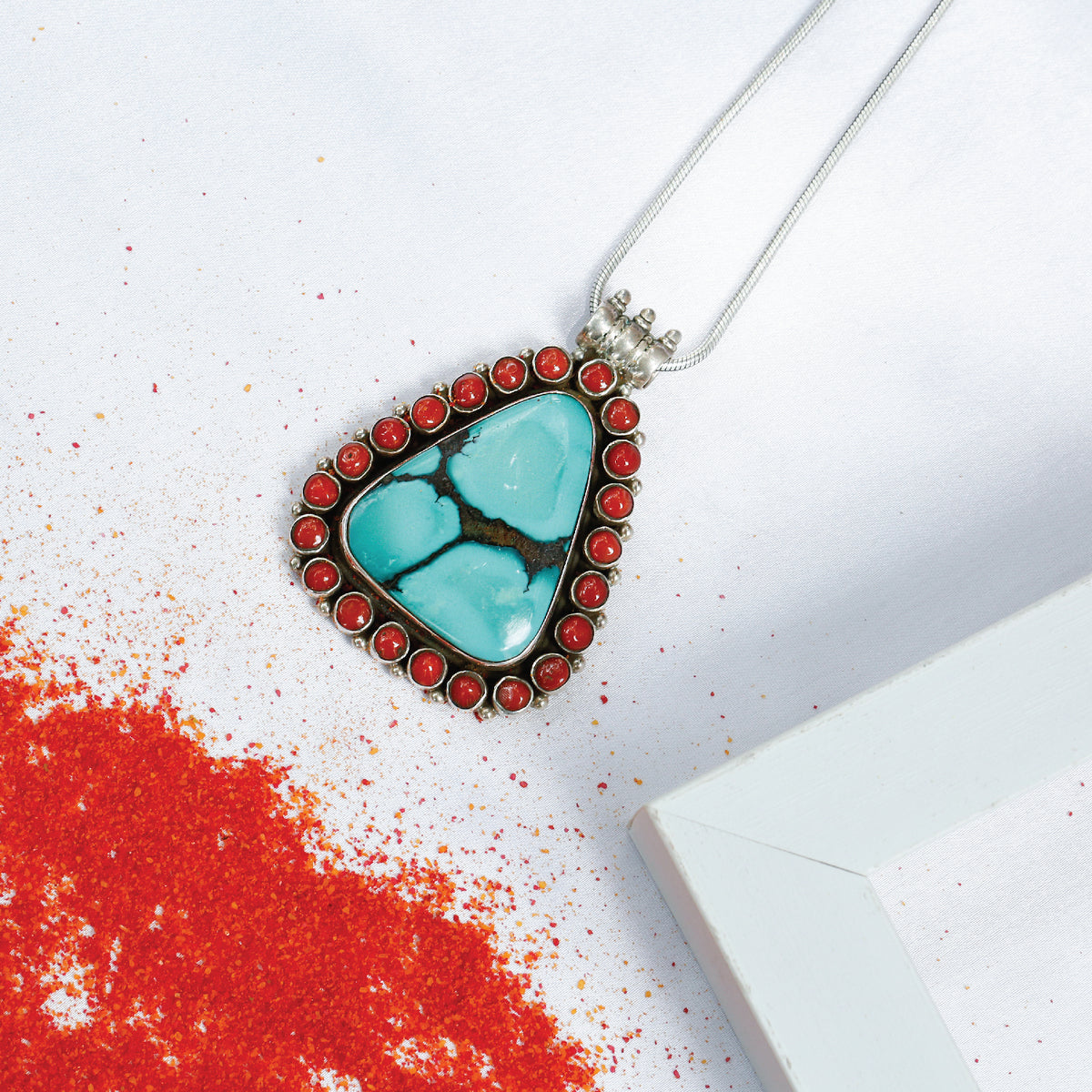 Reetvi turquoise coral pendant necklace