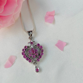Cordelia Ruby Sterling Silver Heart Love Pendant