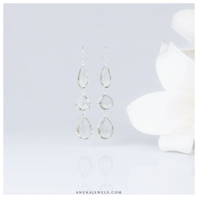  silver green amethyst earrings