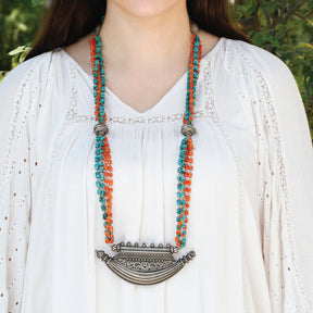 Ashra turquoise carnelian Silver 925 necklace