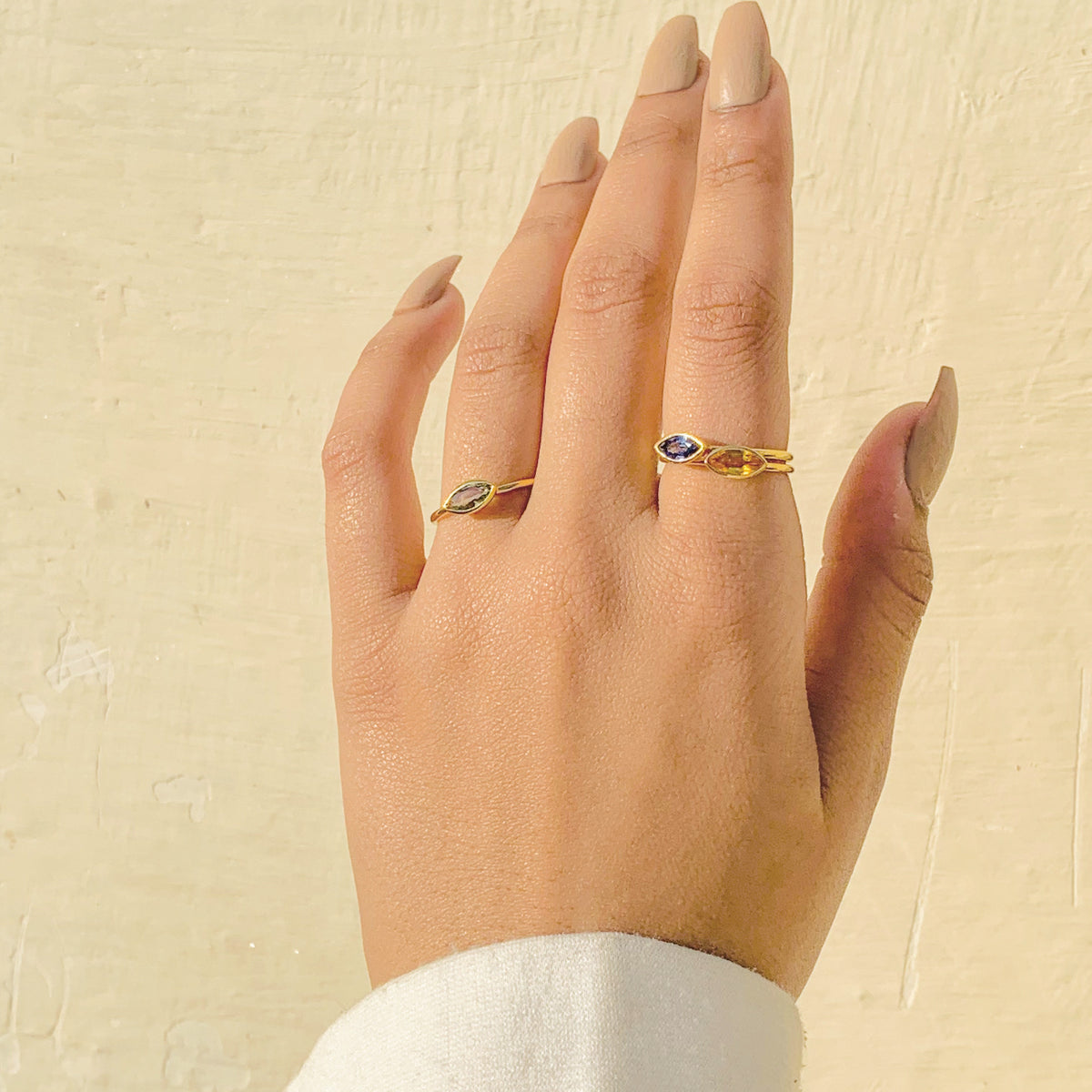 Minimal Everyday style Blue stone 18K Gold Plated Silver 925 Ring