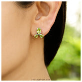 buy silver earrings, sterling silver earrings, buy peridot earrings, peridot jewelry, green earrings, peridot studs, green studs, silver studs
Flower Peridot Silver 925 Studs